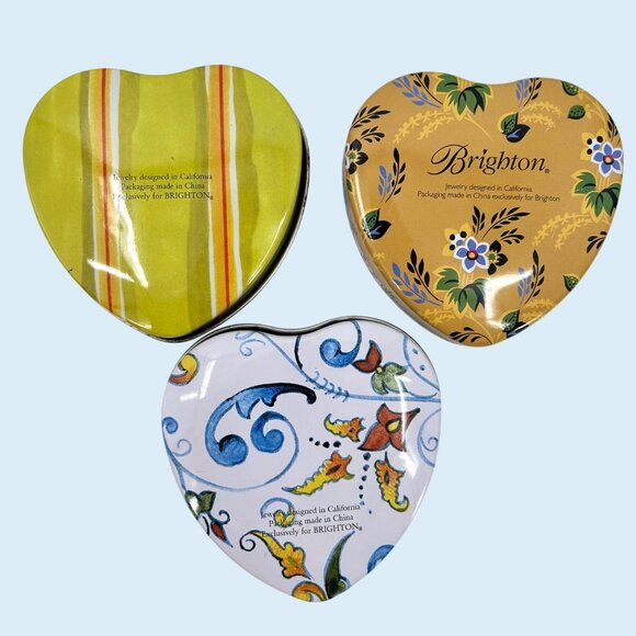 LOT OF 3 BRIGHTON COLLECTIBLE HEART-SHAPED DECORATIVE JEWELRY TINS - Picture 4 of 6